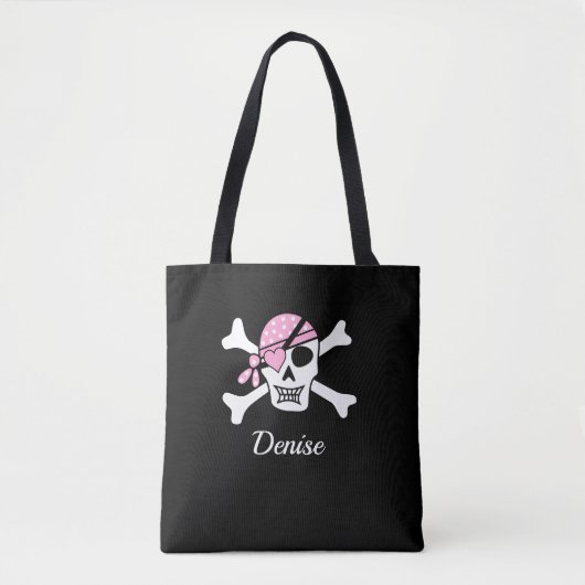 Zwarte meisjes piraat doodshoofdtoezen tas (Voorkant)