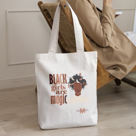 Zwarte meisjes zijn magische monogram tote bag
