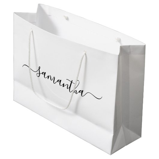 Zwarte Meisjesachtige Handtekening Naam Groot Cadeauzakje (Voorkant Gekanteld)