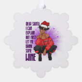 Zwarte melanine stoute zus wijn liefhebber Kerstmi Ornament Kaart (Achterkant)