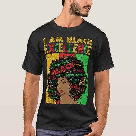 Zwarte Melanine Vrouw Zwarte Excellentie Afro Haar T-shirt (Voorkant)