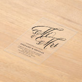 Zwarte meneer en mevrouw Rustic Calligraphy Trouwe Acryl Uitnodigingen (Laagn)