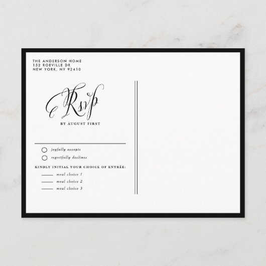 Zwarte meneer en mevrouw Rustic Calligraphy Trouwe Uitnodiging Briefkaart (Achterkant)