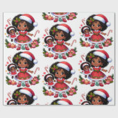 Zwarte mensen inpakpapier - een meisje en haar pop (Vlak)