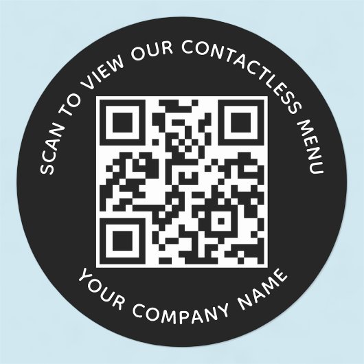 Zwarte Menu QR Code Stickers Rond Zakelijk Aangepa