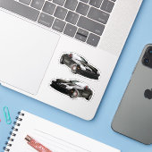 Zwarte Mercedes Car Sticker (Laptop met iPhone)