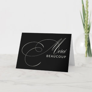 Zwarte Merci Beaucoup Elegante Calligrafie Bedankt