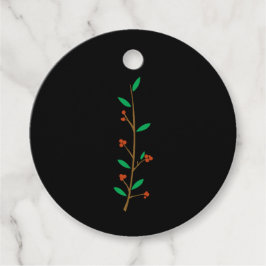 Zwarte Merry Botanical Berry Tak Kerstfeest Bedankjes Labels