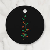 Zwarte Merry Botanical Berry Tak Kerstfeest Bedankjes Labels (Achterkant)