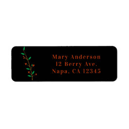 Zwarte Merry Botanical Berry Tak Kerstfeest Etiket