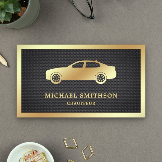 Zwarte Mesh Gouden Auto Professionele Chauffeur Visitekaartje