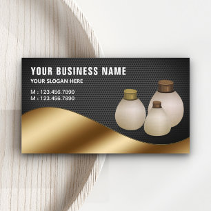 Zwarte Mesh Metallic Gouden Aroma Olie Parfum Fles Visitekaartje