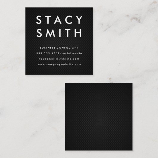 Zwarte mesh vierkante visitekaartje (Voorkant / Achterkant)