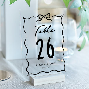 Zwarte met de hand getekende boog trouwacryl tafel acryl uitnodigingen