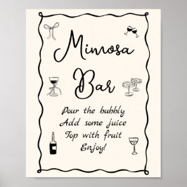 Zwarte met de hand getekende Bruidsdouche Mimosa B Poster