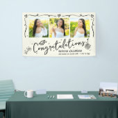 Zwarte met de hand getekende Doodles Afstuderen 3 Spandoek (Beurs)