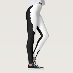 Zwarte met klassiek wit unieke stijlvolle leggings
