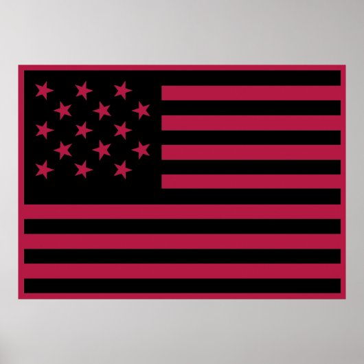 Zwarte met sterren bezaaide Amerikaanse vlag Poster (Voorkant)