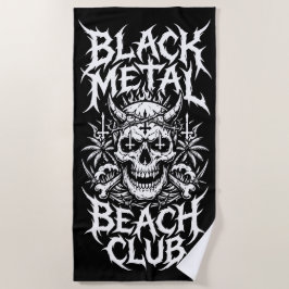 Zwarte Metal Beach Club Schedel Illustratie Strandlaken