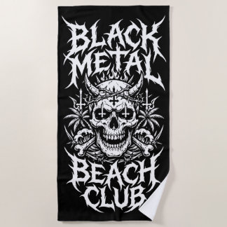 Zwarte Metal Beach Club Schedel Illustratie Strandlaken