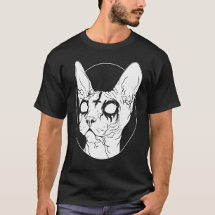 Zwarte Metal Sphynx Kat Goth en Dood Geschenk voor T-shirt