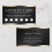 Zwarte metalen faux textuur elegante loyaliteit visitekaartje (Voorkant / Achterkant)