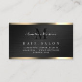 Zwarte metalen faux textuur elegante verwijzing visitekaartje (Achterkant)