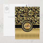 Zwarte & metalen gouden ventilatoren en stripes briefkaart (Voorkant / Achterkant)