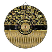 Zwarte & metalen gouden ventilatoren en stripes dartbord (Voorkant)