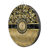 Zwarte & metalen gouden ventilatoren en stripes dartbord (Voorkant Rechts)