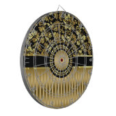 Zwarte & metalen gouden ventilatoren en stripes dartbord (Voorkant Links)