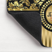 Zwarte & metalen gouden ventilatoren en stripes muismat (Hoek)