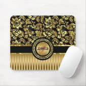 Zwarte & metalen gouden ventilatoren en stripes muismat (Met muis)