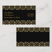 Zwarte & metalen goudlatten visitekaartje (Voorkant / Achterkant)