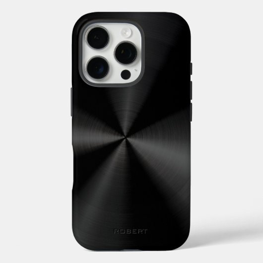 Zwarte metalen textuur roestvrijstalen uitzicht Case-Mate iPhone case (Achterkant)