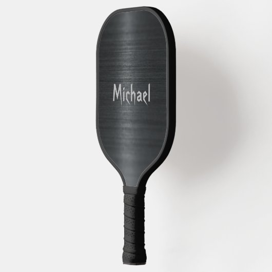 Zwarte metallic afdruk Modern Typografie Aangepast Pickleball Paddle (Links)