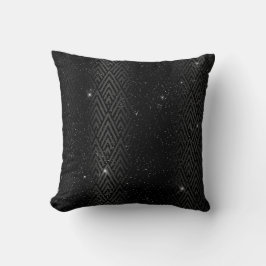 Zwarte Metallic Folie & Glitter Glam Art Deco Kussen