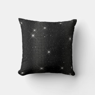 Zwarte Metallic Folie & Glitter Glam Stippen Kussen