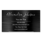 Zwarte Metallic Folie Modern en Elegant Magnetisch Visitekaartje (Voorkant)