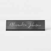 Zwarte Metallic Folie Moderne Elegant Business Bureau Naambordje (Voorkant)