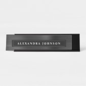 Zwarte Metallic Folie Moderne Elegant Business Bureau Naambordje (Voorkant)