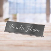 Zwarte Metallic Folie Moderne Elegant Business Bureau Naambordje