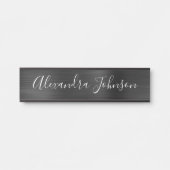 Zwarte Metallic Folie Moderne Elegant Business Deurbordje (Voorkant)