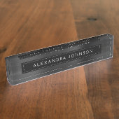 Zwarte Metallic Folie Moderne Elegant Business Naambordje (Zijkant)