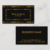 Zwarte metallic gouden lijnen visitekaartje (Voorkant / Achterkant)