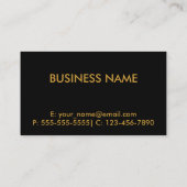 Zwarte metallic gouden lijnen visitekaartje (Achterkant)