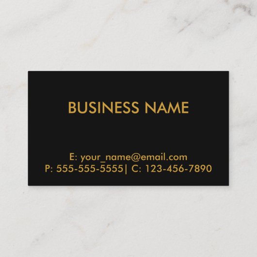 Zwarte metallic gouden lijnen visitekaartje (Achterkant)