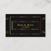 Zwarte metallic gouden lijnen visitekaartje (Voorkant)