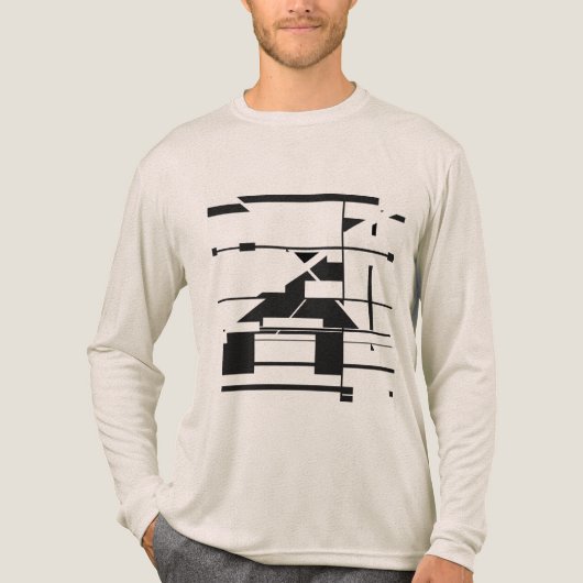 Zwarte metrokaart geometrisch Abstract labyrint Tri-Blend Shirt (Voorkant volledig)