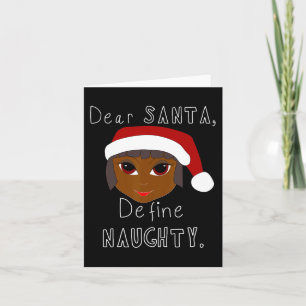 Zwarte mevrouw claus kerstman definieert stoute zw kaart